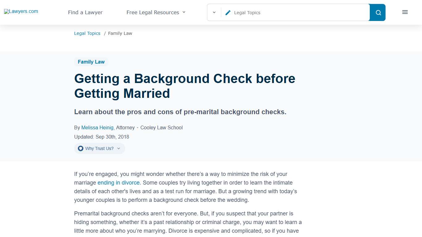Getting a Background Check before Getting Married