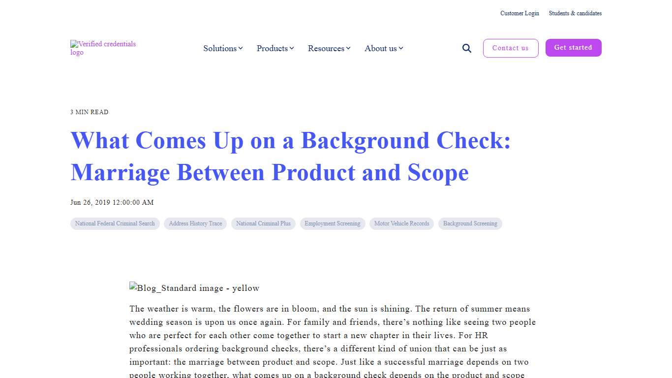 What Comes Up on a Background Check: Marriage Between Product and Scope